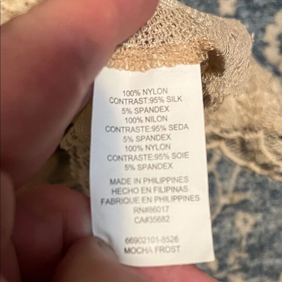 Bebe Y2K Brown Lace Ribbon Tie Cropped Shrug Coquette Whimsical Romantic Boho - Picture 9 of 9